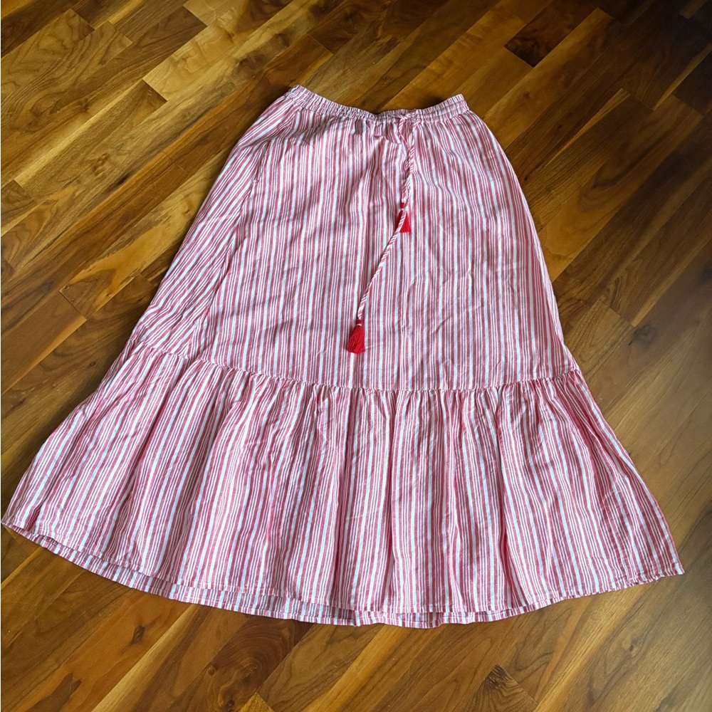Talbots Red and White Striped A-Line Skirt